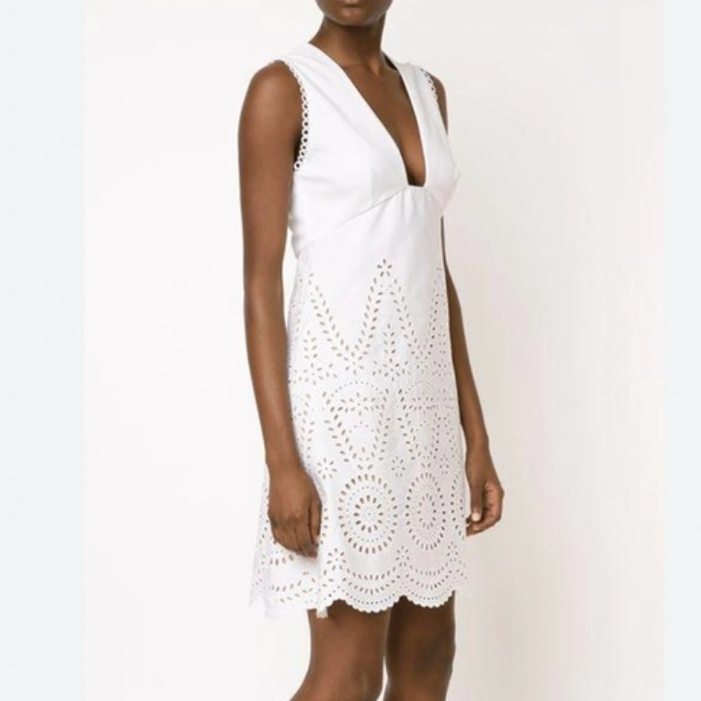 Stella McCartney Aline Broderie Anglaise White Eyelet Dress